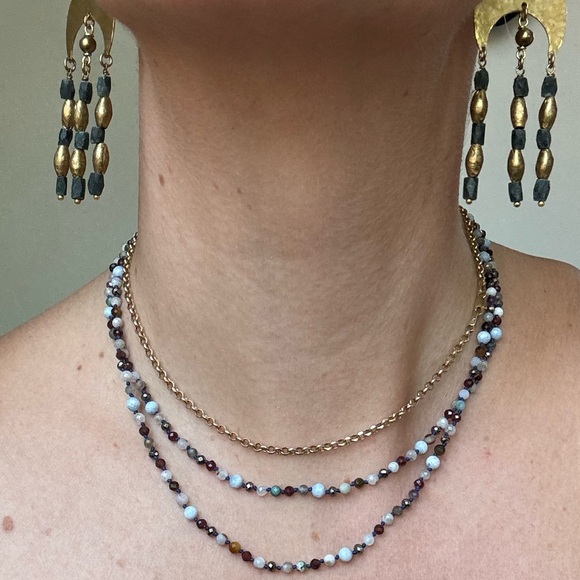 Handmade hand knotted mixed gemstone bracelet or double layer necklace - Picture 11 of 11